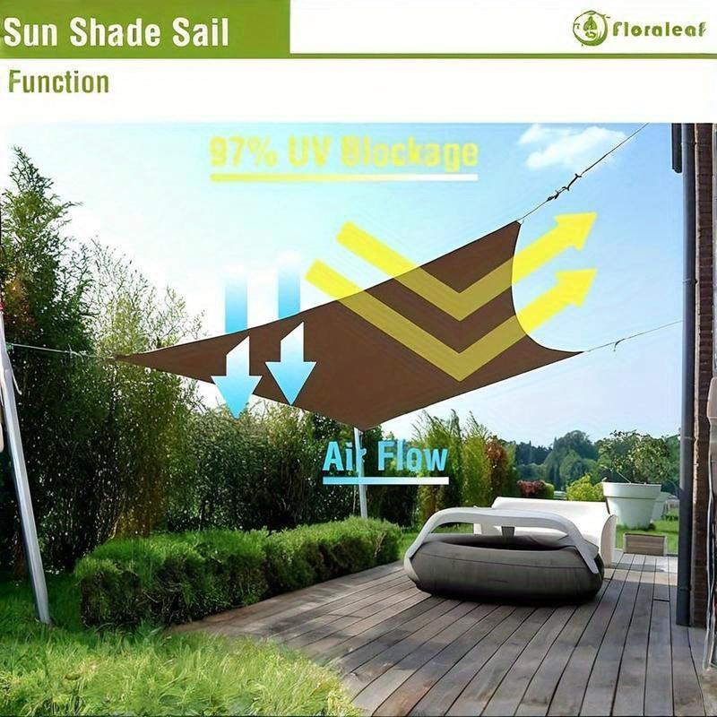 Waterproof rectangular sunshade sail for patio and garden made of durable polyester blend.