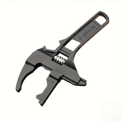 Universal repair bathroom hand tool with large opening adjustable spanner for home repair.