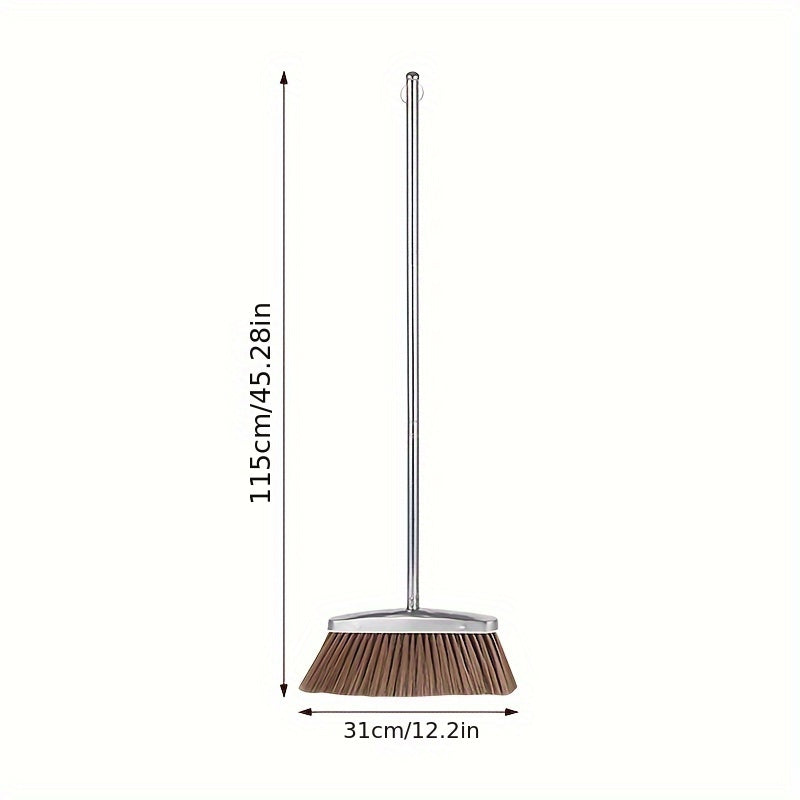 Durable Stainless Steel Broom with Extra-Long Handle - Ideal for Cleaning Hard Floors, Bedrooms, Kitchens, Living Rooms, and Outdoor Spaces