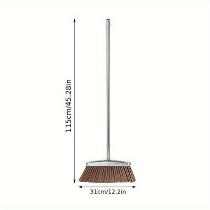 Durable Stainless Steel Broom with Extra-Long Handle - Ideal for Cleaning Hard Floors, Bedrooms, Kitchens, Living Rooms, and Outdoor Spaces