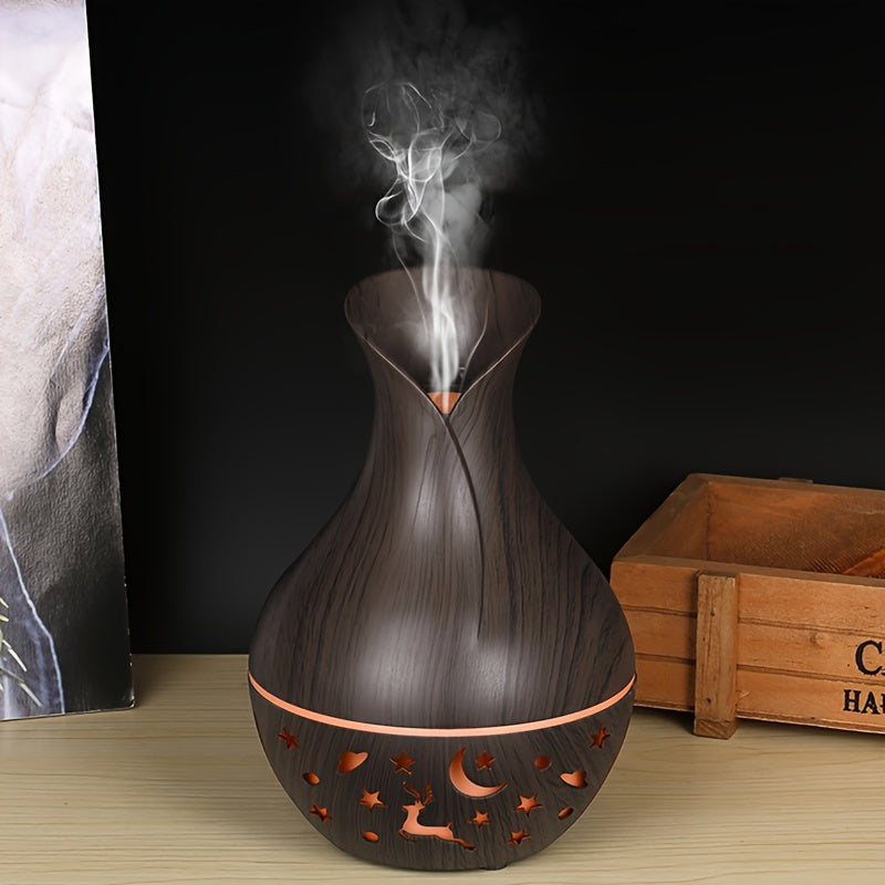 YAIAWISU Portable USB Humidifier with Essential Oil Diffuser: Quiet, Auto Shut-Off, 7 Color Lights, Nightlight - Ideal for Home & Office Use. Made of Plastic.