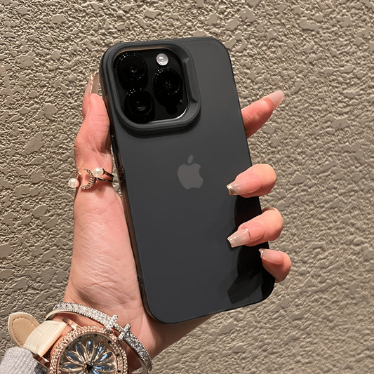 Matte see-through case for iPhone models 11-16 Pro Max, providing shock resistance and camera protection, compatible with iPhone 14-16 Plus.