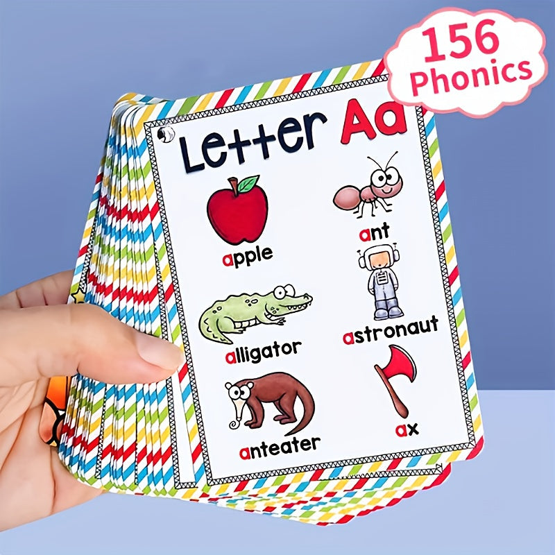 Flash Cards Set containing 26 Letters for Phonics, printed with high-quality Soybean Ink, Waterproof Membrane, Ideal for Word Memory Learning for Kids.