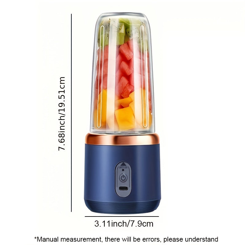 Small, portable juicer cup with 40W power. Can squeeze fruit, mix food, crush ice. Multi-function product.