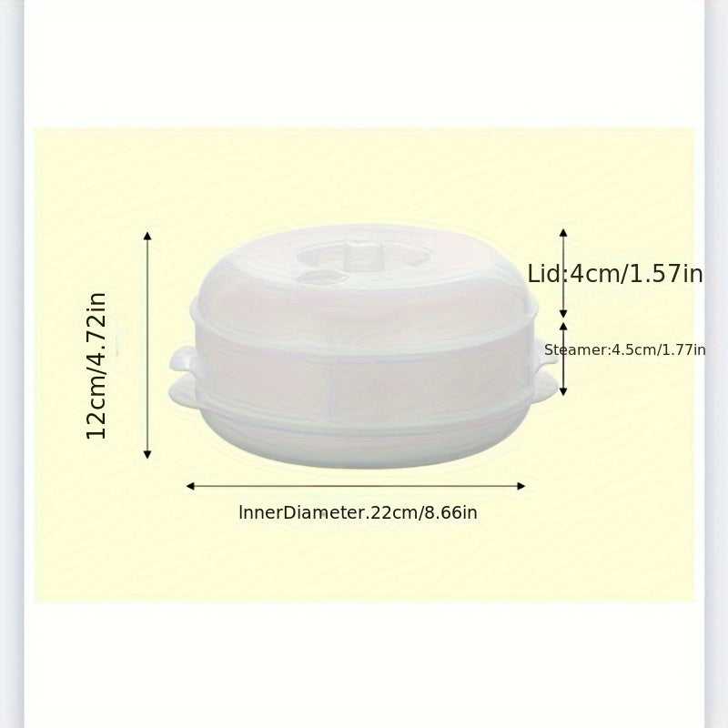 Microwave Steamer Set with Multiple Tiers - Includes Stackable Double Boilers, Steaming Plate Inserts, Made from BPA-Free PP Material, No Electricity Needed -Ideal for Cooking Vegetables, Meats, and Dumplings with High Heat Resistance in the Microwave.