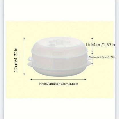 Microwave Steamer Set with Multiple Tiers - Includes Stackable Double Boilers, Steaming Plate Inserts, Made from BPA-Free PP Material, No Electricity Needed -Ideal for Cooking Vegetables, Meats, and Dumplings with High Heat Resistance in the Microwave.
