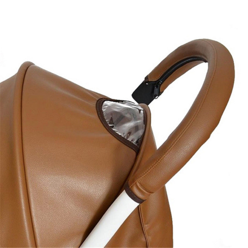 Faux Leather Stroller Armrest Cover with Foldable Washable Zipper - Universal Protector Case