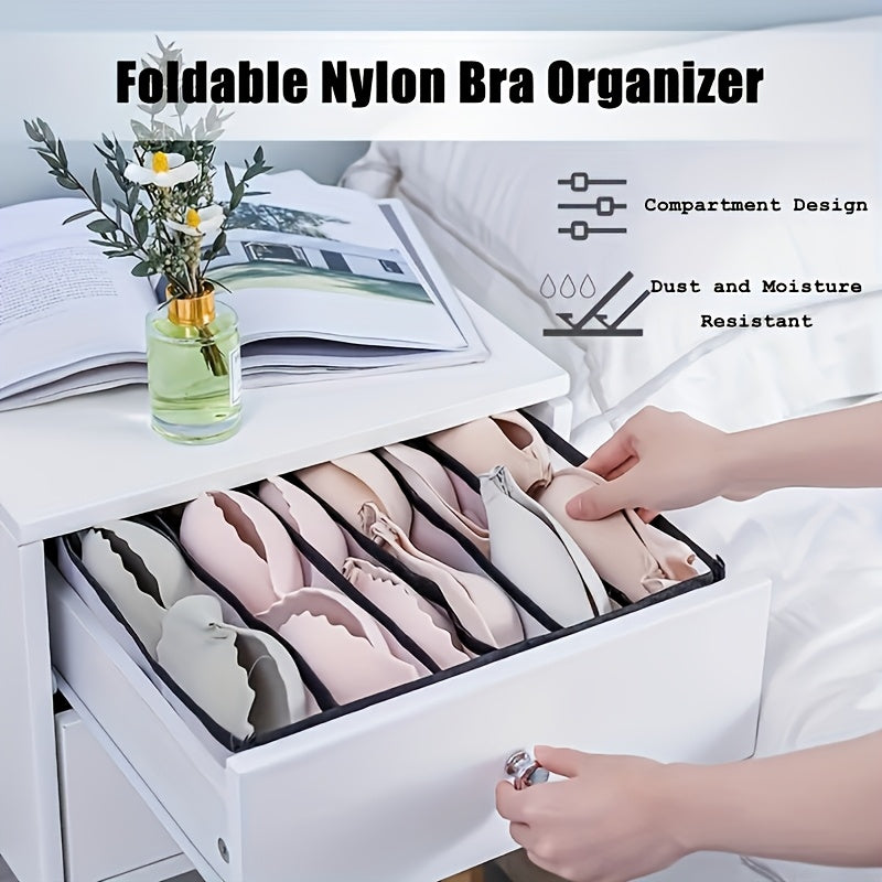 5 Foldable Mesh Drawer Organizers for Underwear, Socks & Ties - Multi-Size Storage Bags with Black Frames, Breathable Polyester Fabric, Space-Saving Closet Solution