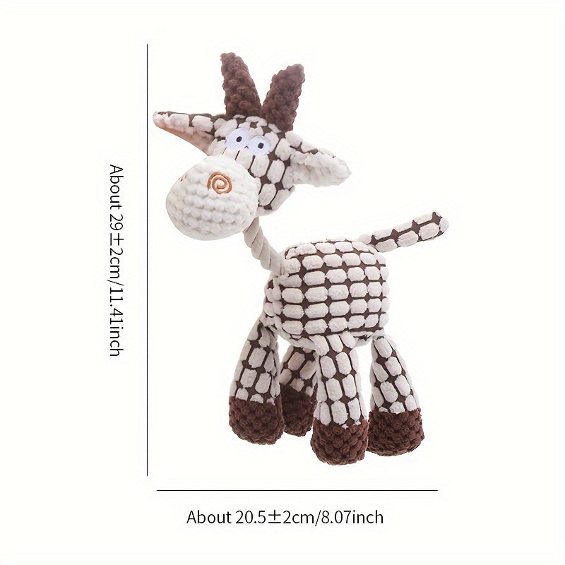 Plush donkey-shaped pet toy with bite-resistant, teeth-grinding features and BB sound.