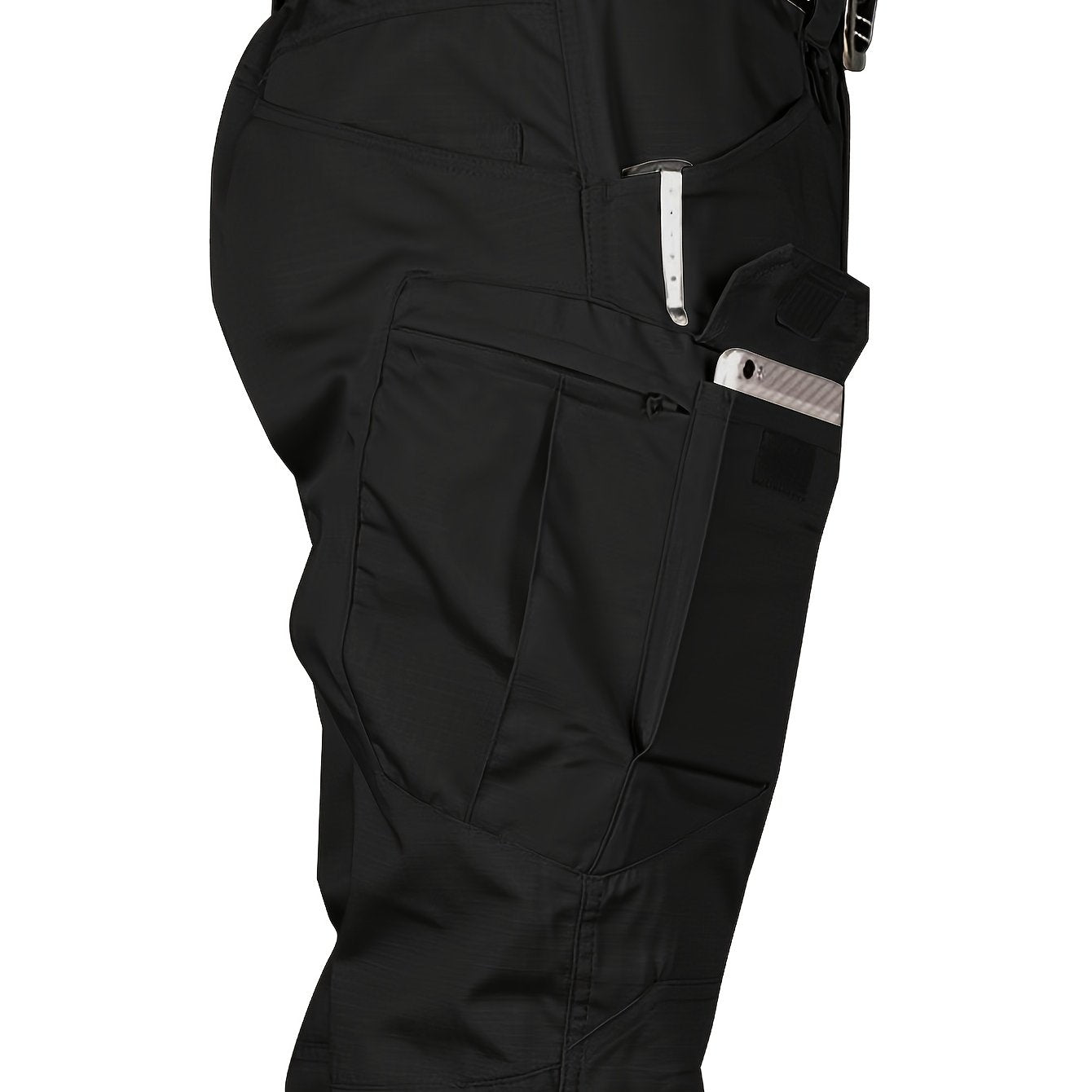 Men's tactical work pant with multiple pockets, water-resistant polyester fabric for construction work.