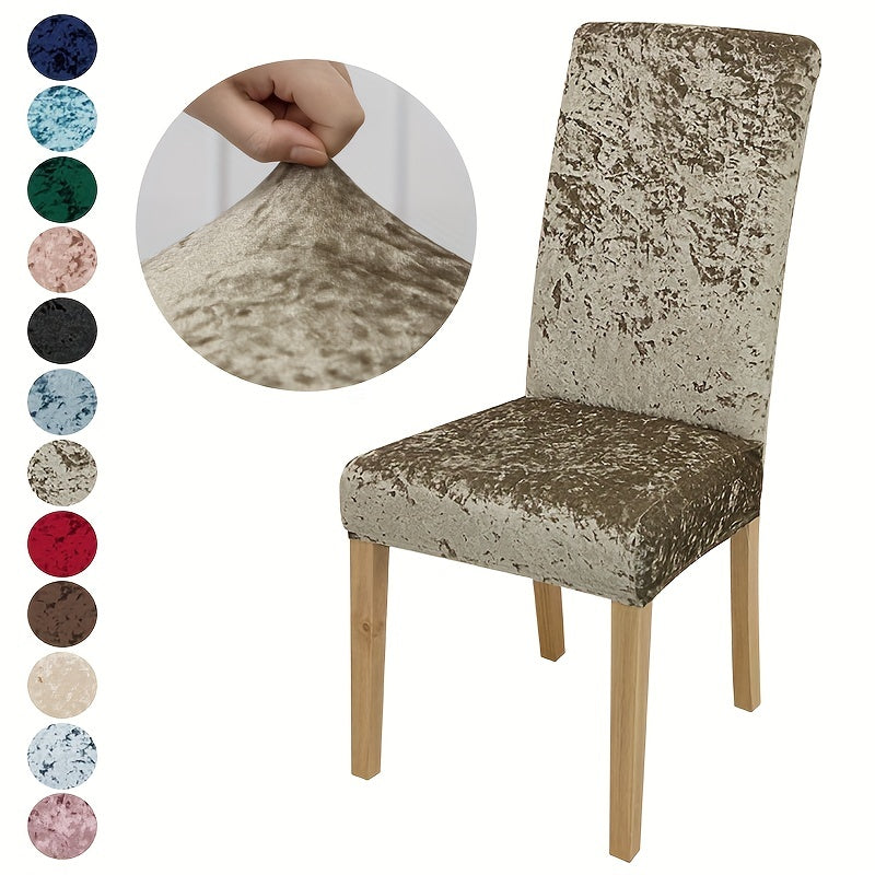 Velvet dining chair slipcovers add elegance while protecting furniture.