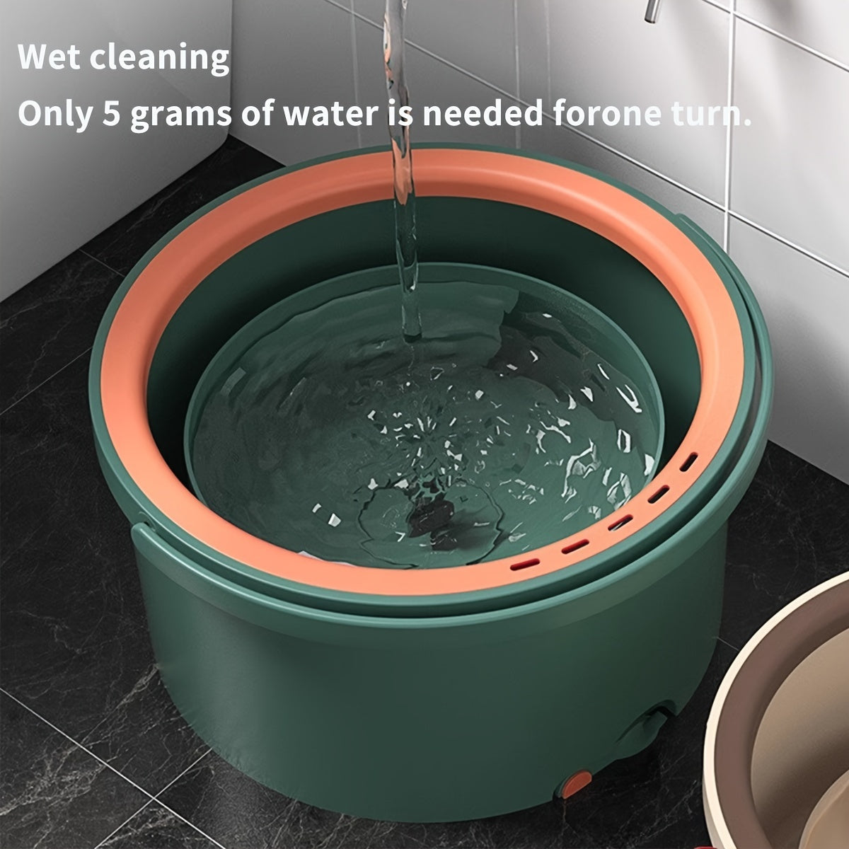 Ideal for home and dorm use, this Premium Round Spin Mop and Bucket Set features Easy Wring technology and No-Rinse technology for effortless cleaning of floors, tiles, hardwood, and laminate.