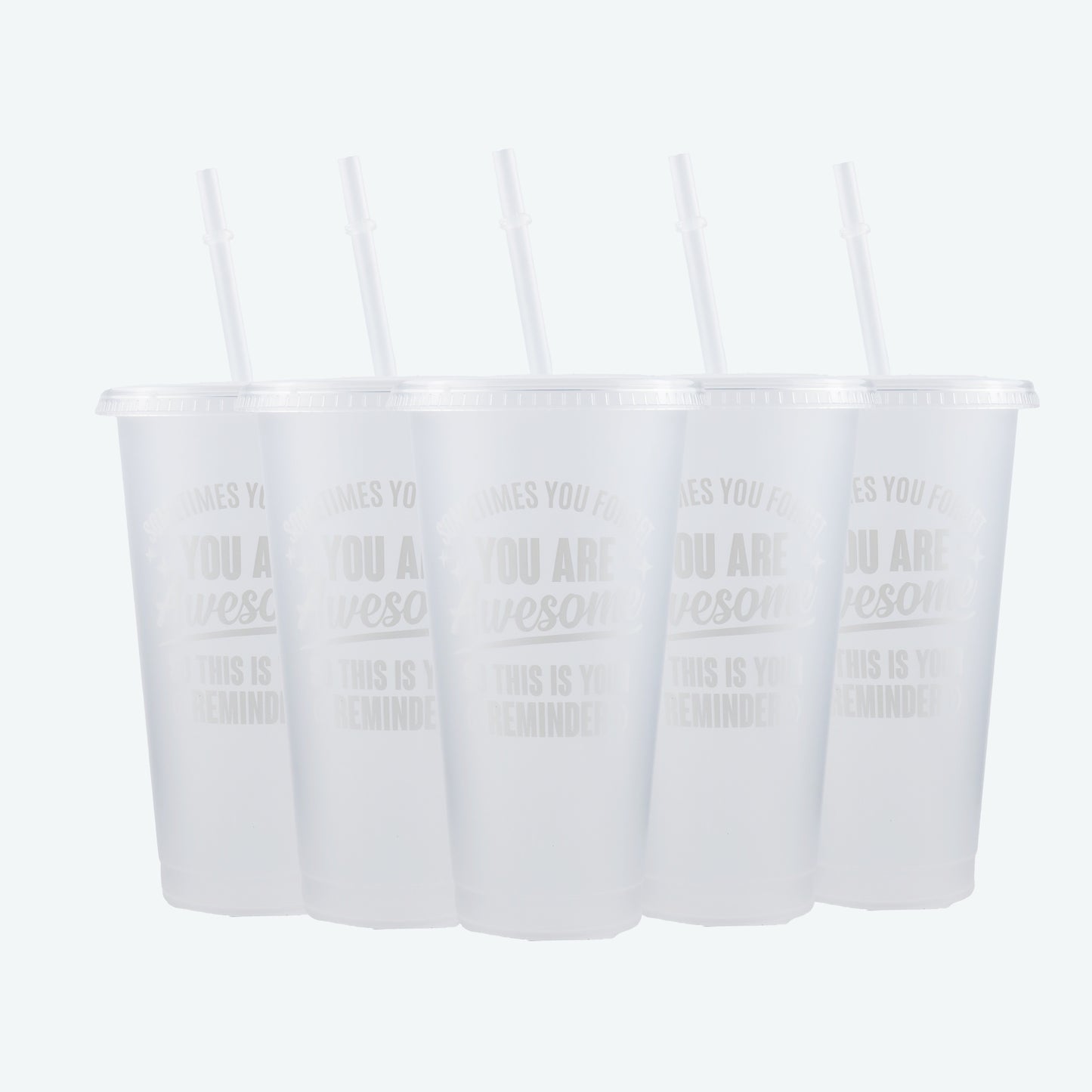 5-Pack 24oz ilhomlantiruvchi qopqoq va qalamchali stakanlar, faqat qo'lda yuvish uchun mo'ljallangan, BPA va PVC dan xoli, hamkasblar, o'qituvchilar, xodimlar uchun to'rtburchak muhrlangan stakanlar.