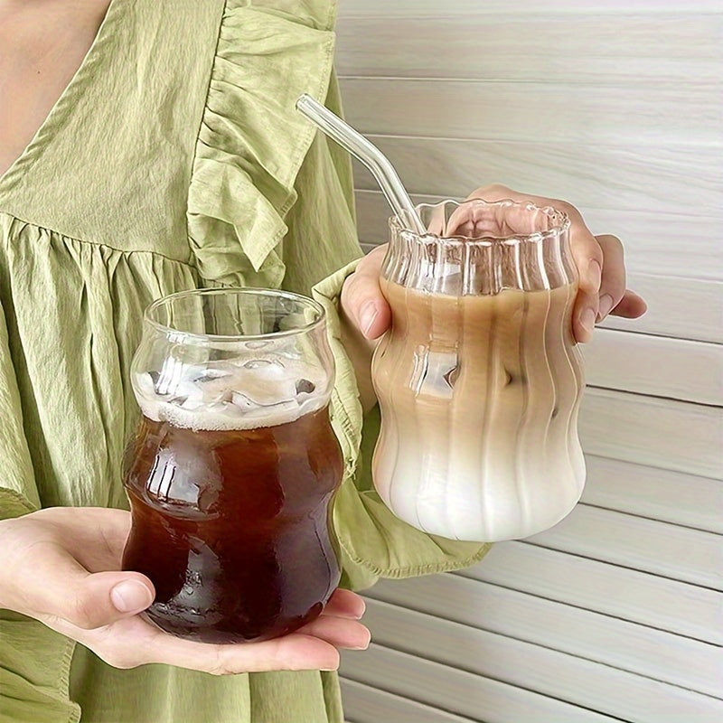 Ribbed glass cup with vintage design, ideal for multiple uses in kitchen and restaurant.