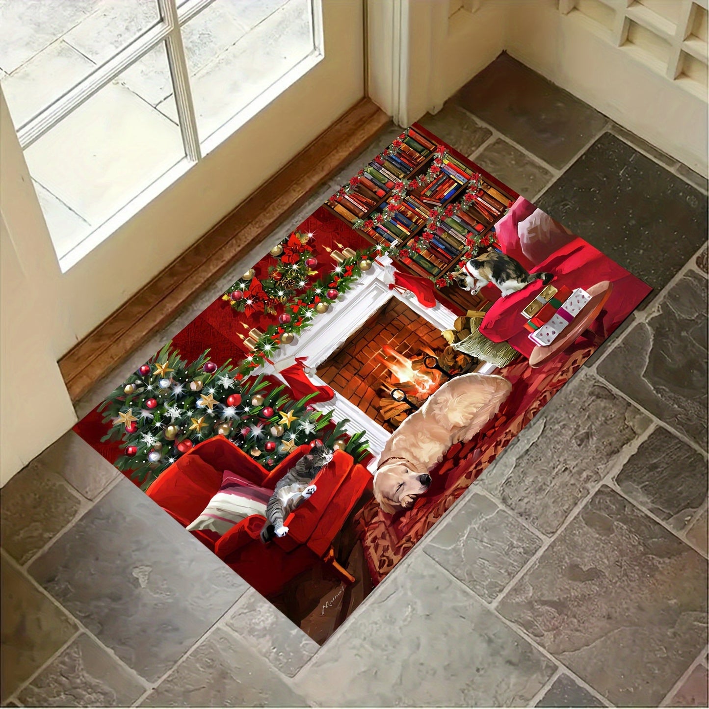 Add a festive touch to your home this holiday season with our Christmas Holiday Decoration Mat! Made from water goose velvet material with a non-slip bottom, this mat is perfect for use at entrance doors, bedroom doors, kitchen doors, and bathroom doors.