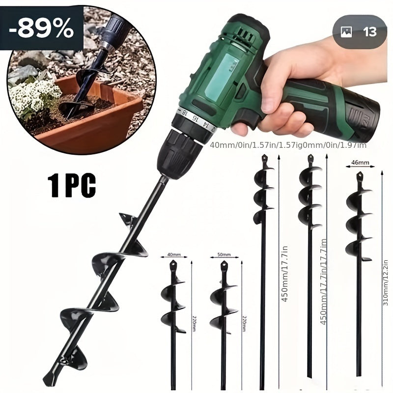 Metal garden spiral drill bit for planting - hex shaft, no electricity needed, solid steel auger for bulb and bedding plantings