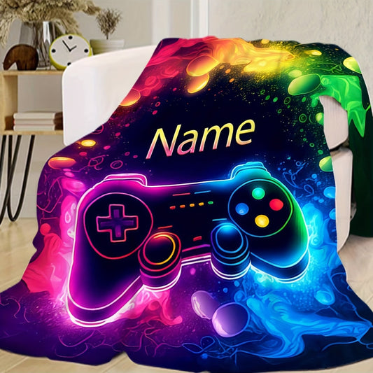 Stay warm and cozy with the 1pc CozyCraft Customizable Gaming Controller Pattern Throw Blanket. Made from lightweight flannel, this blanket is soft, warm, and allergy-free. With a digital print design, this versatile blanket is perfect for using on the