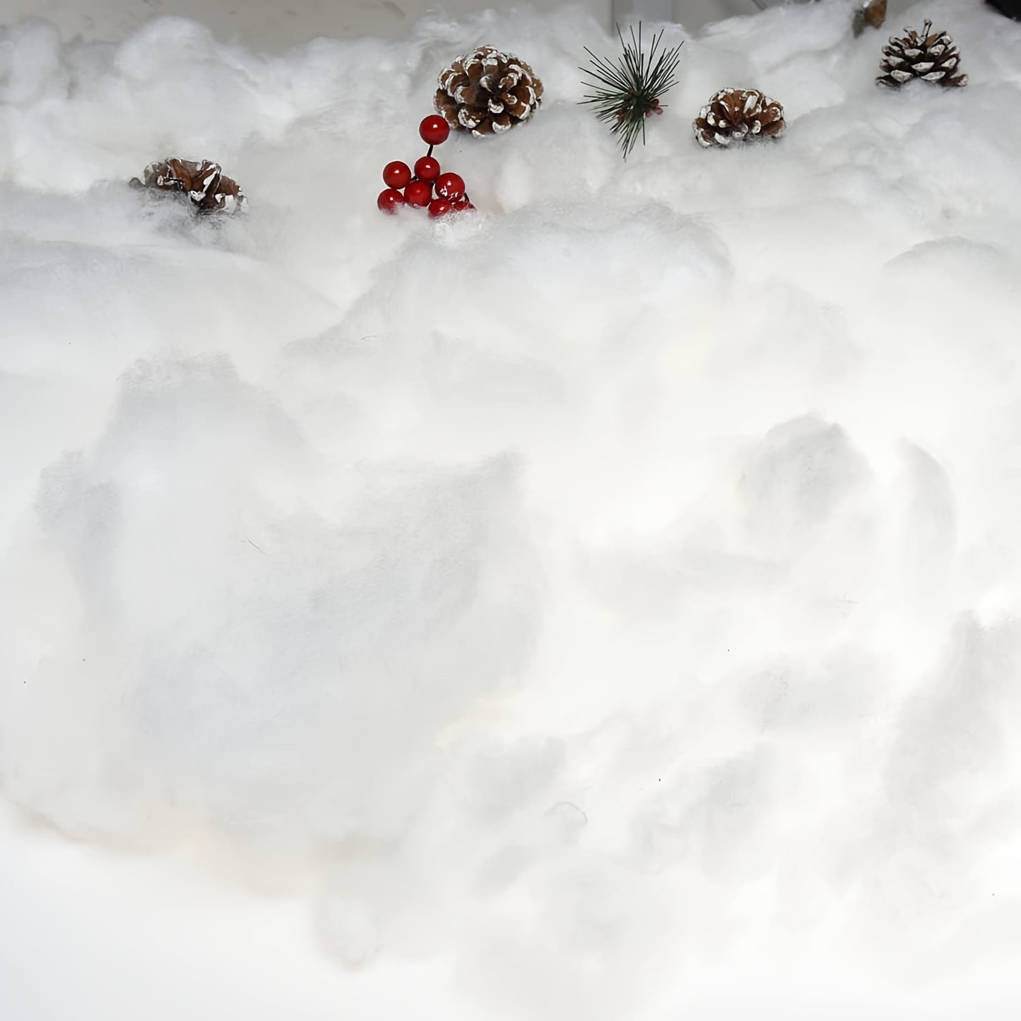 Christmas fake snow decor available in sizes ranging from 80g to 320g for fluffy indoor winter decoration.