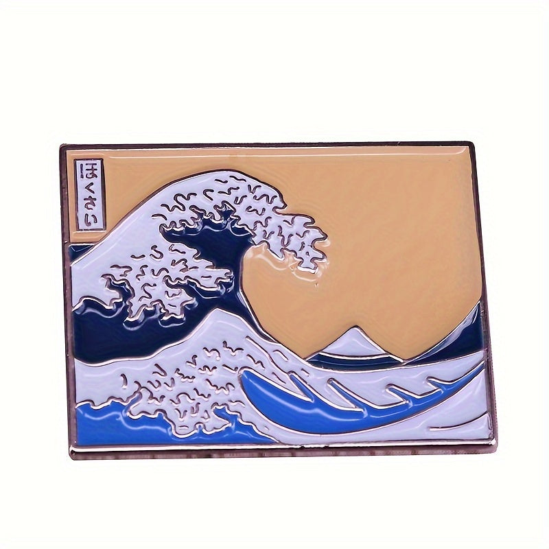 The Great Wave Pattern Enamel Pin Cartoon Brooch – Perfect for Clothing, Backpacks, and Accessories