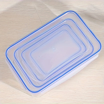 Set of 4 Square Food Storage Containers with Easy-to-Use Flip-Top Lids, Made of Polypropylene Material, Suitable for Microwave, Ideal for Organizing Kitchen, Storing Meat, Fruit and Vegetables - Hand Wash Suggested