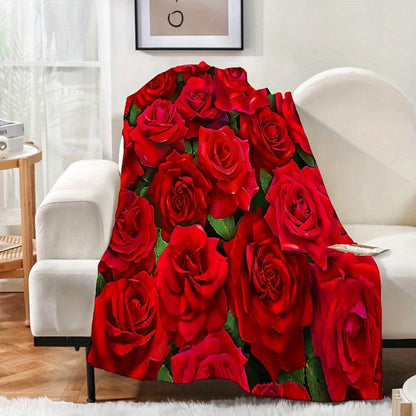 Stay warm and cozy with this Red Rose Print Flannel Throw Blanket. Perfect for snuggling up on the couch, bed, or taking on the go. Makes an ideal gift for Christmas or Valentine's Day for your girlfriend, family, and friends. This warm, digital printed