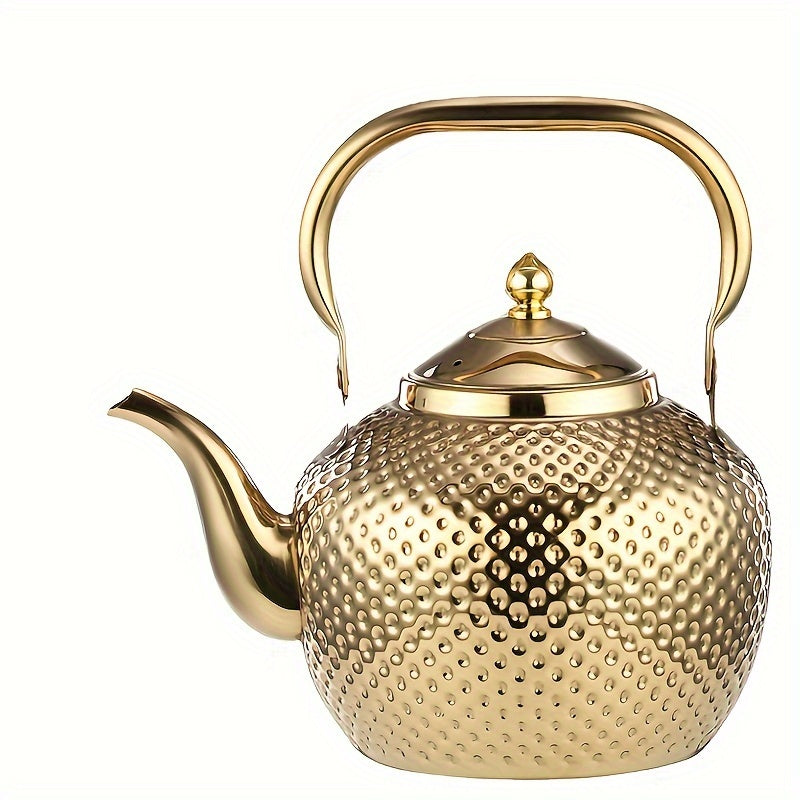 Ideal for tea and coffee enthusiasts, this stainless steel hammered teapot is perfect for brewing loose leaf, coffee, and milk. It's an ideal accessory for your kitchen or outdoor adventures, making it a great gift option.