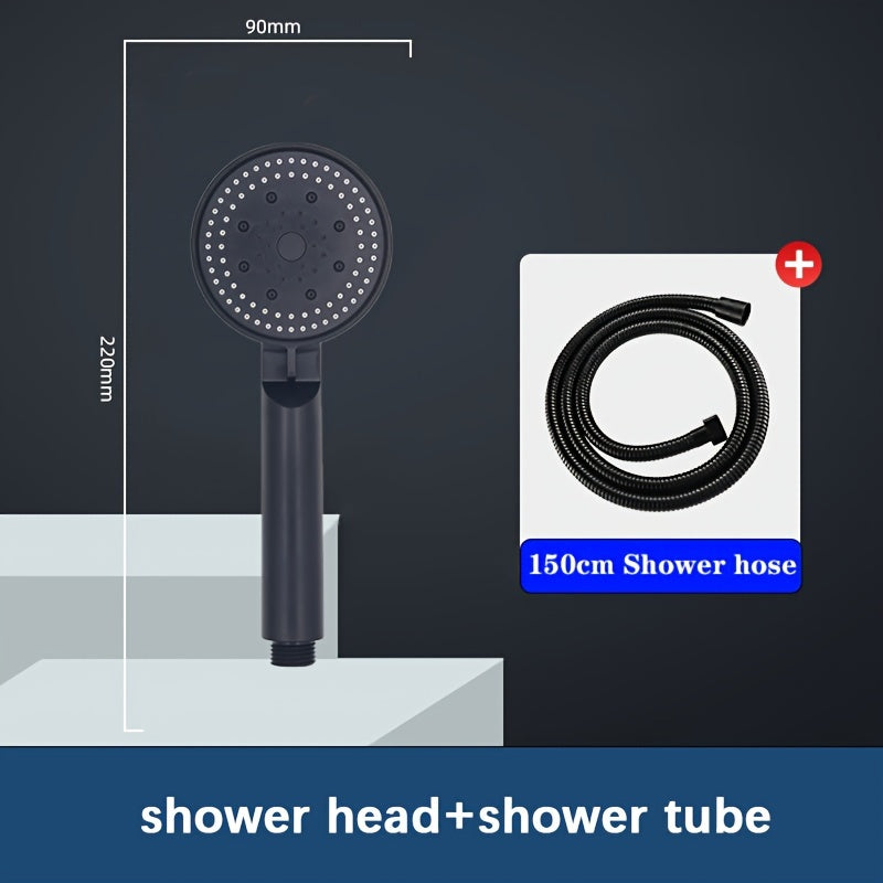 Upgrade your bathroom with a sleek black handheld shower head featuring 5 adjustable spray modes, flexible hose, and wall bracket for easy installation.