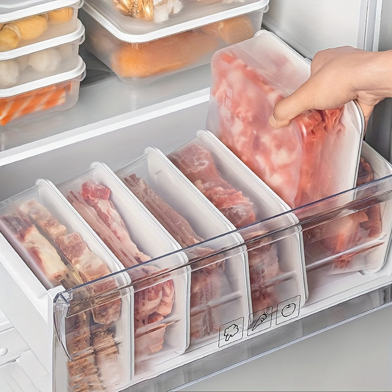 4 Stackable Refrigerator Organizer Bins - 1200ml/42oz Kitchen Fridge Storage Containers with Lids for Meat, Vegetables, and Fruit - BPA-Free Polypropylene Food-Safe Freshness Preservation Boxes