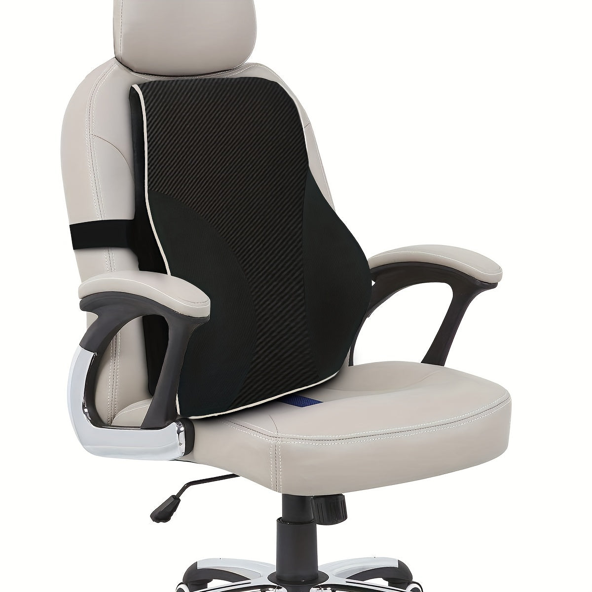 Memory foam lumbar support for office chair, car seat, and back pain relief.