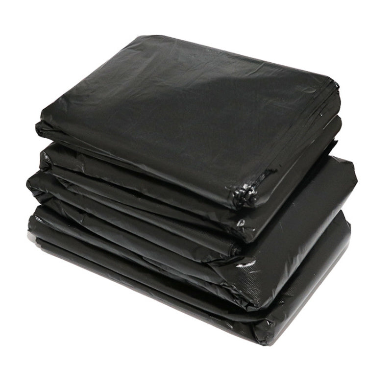 Thick black large garbage bag with a flat mouth, ideal for use at hotel, courtyard, home, or garden.