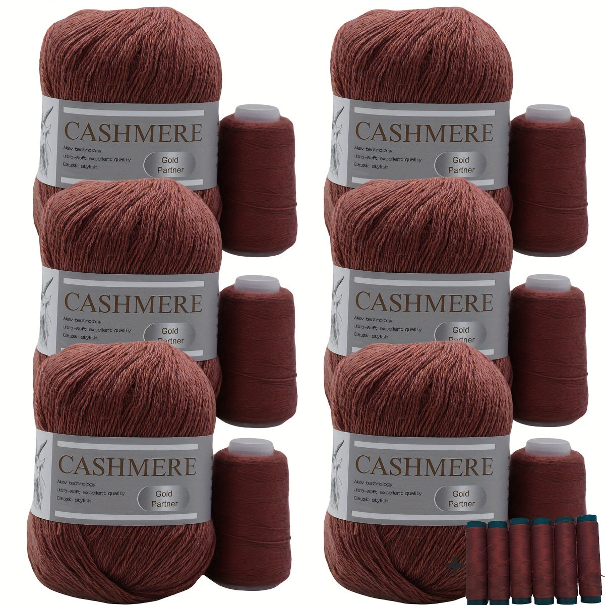 6 luxurious cashmere yarns for hand knitting and crocheting. Ideal for making sweaters, scarves, hats, shawls, cardigans, and gloves. High-quality, soft, warm, multicolored bundle in 10.58