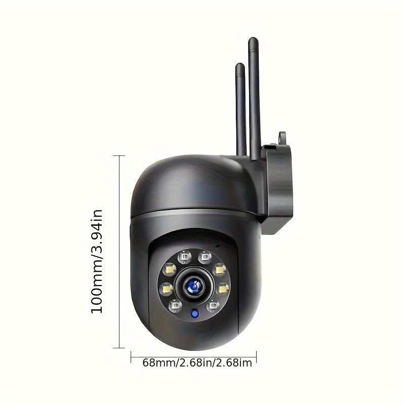 One 1080P HD WiFi security camera with wall-mount, night vision, app control, two-way audio, color display, USB powered, WiFi enabled, 355° Pan and 90° Tilt, AI motion detection, audio and