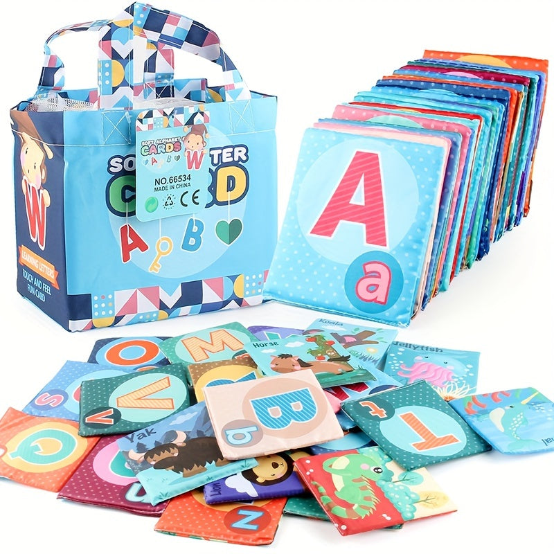 Set of 26 Cloth Books for Early Cognitive Education, Featuring Animals, Letters, Colors, and Numbers. Perfect Learning Toys for Children, Ideal as a Gift.