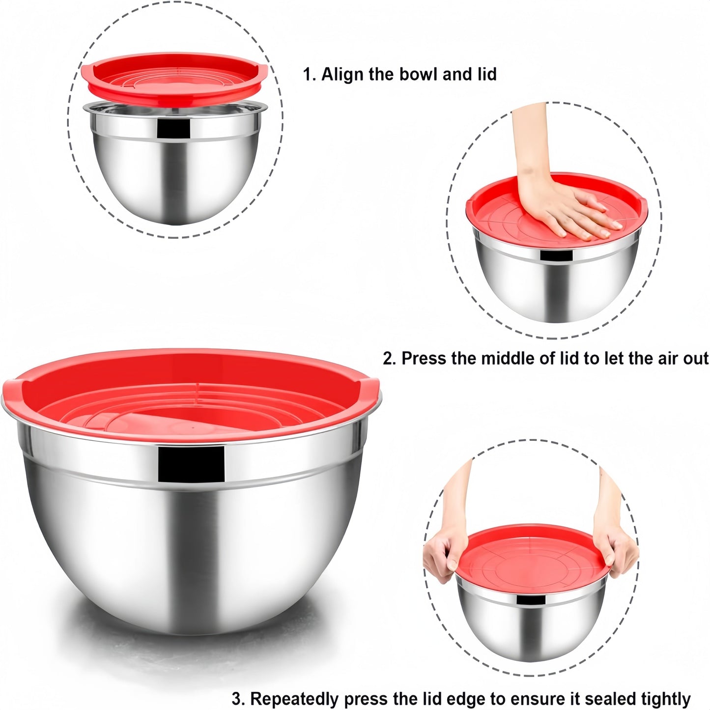 Set of 14 Stainless Steel Mixing Bowls with Lids - Resistant to Rust, Safe for Dishwasher Use for Baking, Cooking, and Serving - Great for making Salads, Eggs, and Various Dishes - Essential Kitchen Tool for the Holiday season.