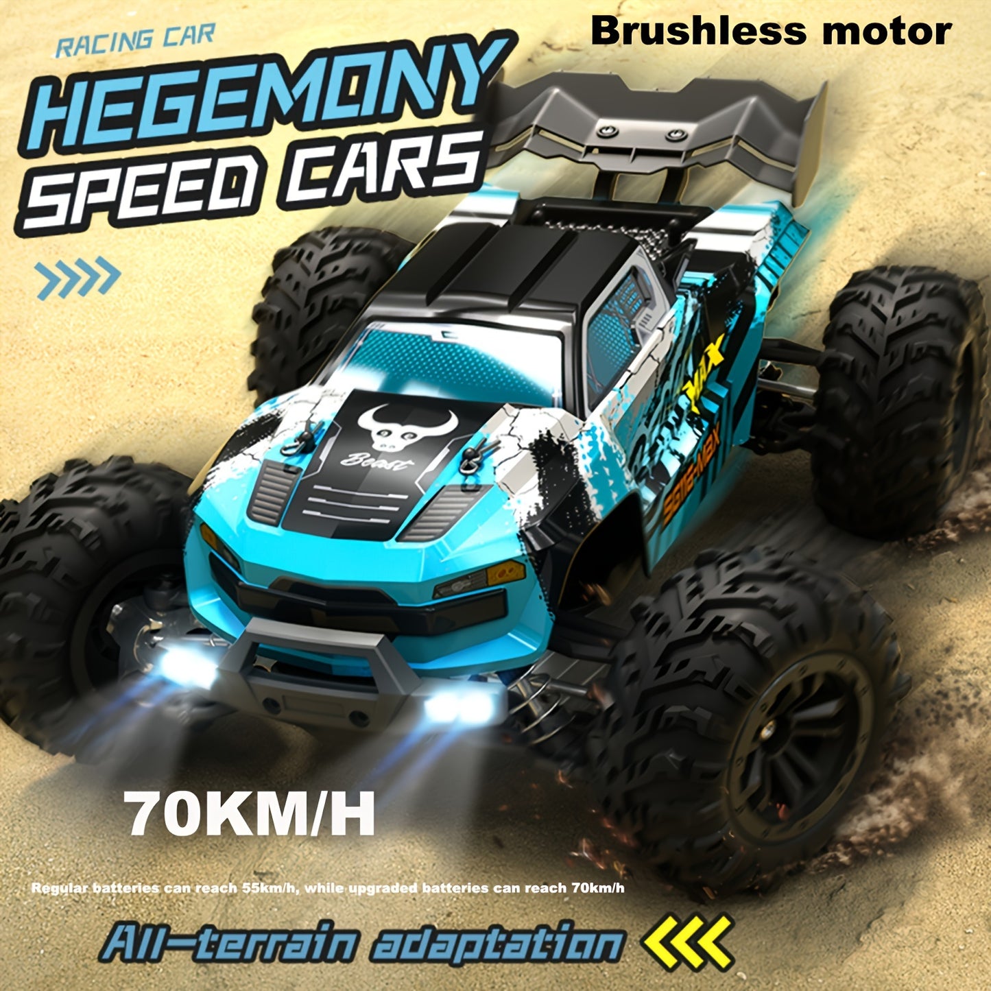 HEGEMONY BEAST 2.4G High-Speed RC Car, 1:16 Scale 4WD Off-Road Vehicle with Sync Remote Control System, USB Rechargeable, Wi-Fi Enabled - Ideal Birthday Gift, Green & Black with Purple