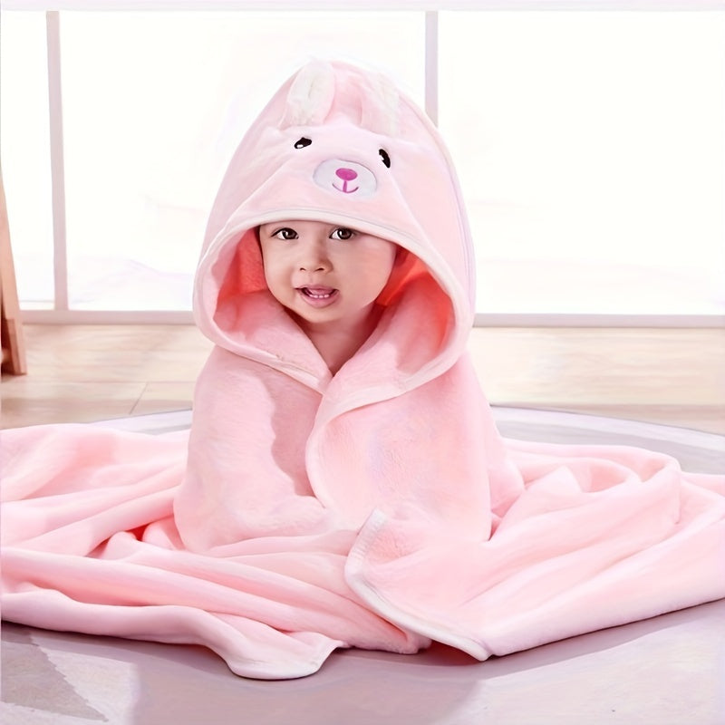 Soft and plush hooded bath towel for kids featuring an adorable rabbit design. This ultra-absorbent, hypoallergenic towel is perfect for children. Sized at 80.01x80.01cm in pink, it makes an ideal gift for both boys and girls.