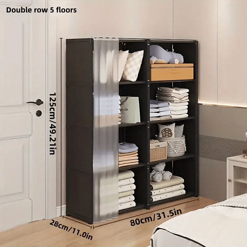 Versatile Metal Storage Shelf with Waterproof Finish, Sleek Modern Design, Simple Assembly, Dust-Resistant, Perfect for Organizing Books, Clothing, and Shoes in Homes, Offices, Classrooms, Dorms, and Rentals - Ideal as a Wardrobe Organizer or Under-Bed