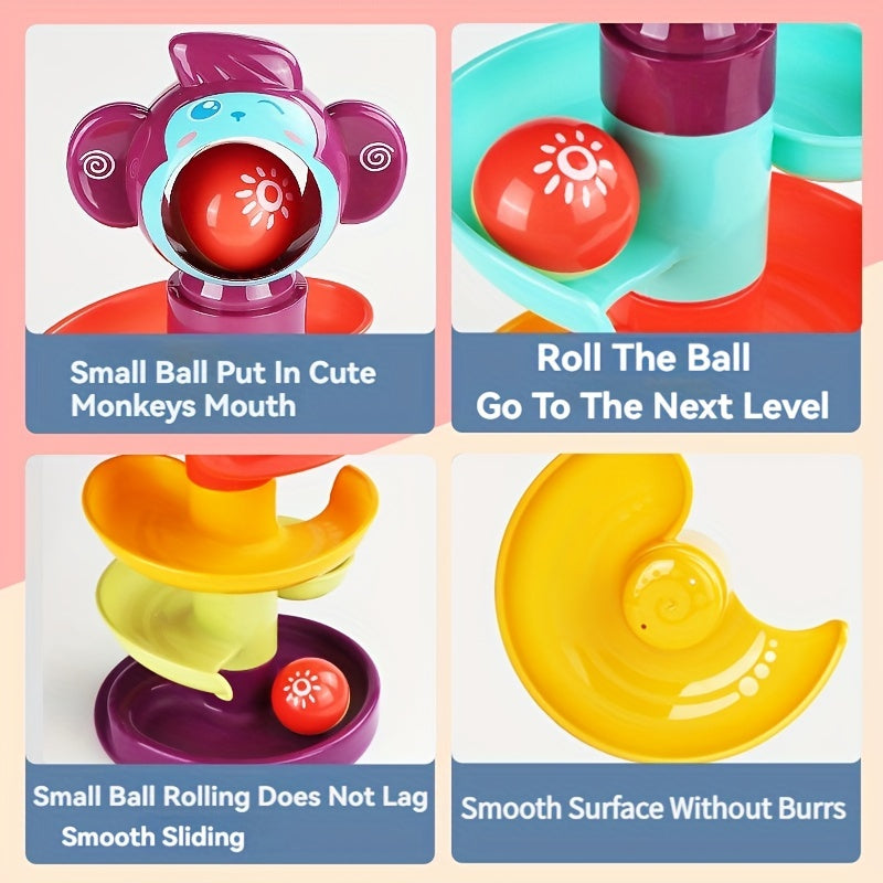 Fun Track Ball Educational Toy Set - Includes Rolling Ball, Stacking Rotating Balls, and Inertial Sliding Ball Track. Perfect for Early Childhood Development. Comes in Random Colors - Great for Birthday, Halloween, Thanksgiving, and Christmas Gifts