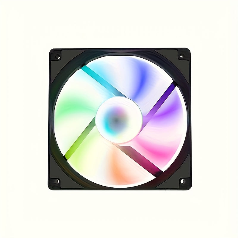 OUYUANSU 12cm Silent LED Cooling Fan for Desktop Computer Case - Turbocharged Blades, Multi-Color Lighting, Enhanced Heat Dissipation, Black/White Frame, Portable