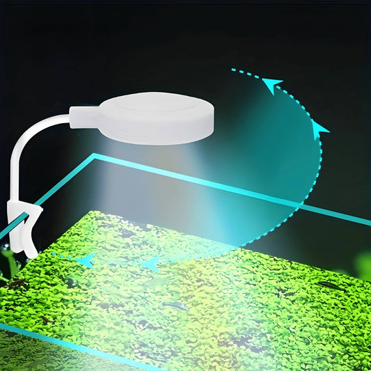 Clip-on aquarium light powered by USB, with full spectrum colorful LEDs for healthy aquatic life.