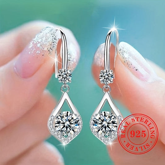 Beautiful Bridal Wedding Dangle Earrings in 925 Sterling Silver, Sparkling Zirconia Drop Earrings for Women, Perfect for Parties and Special Events