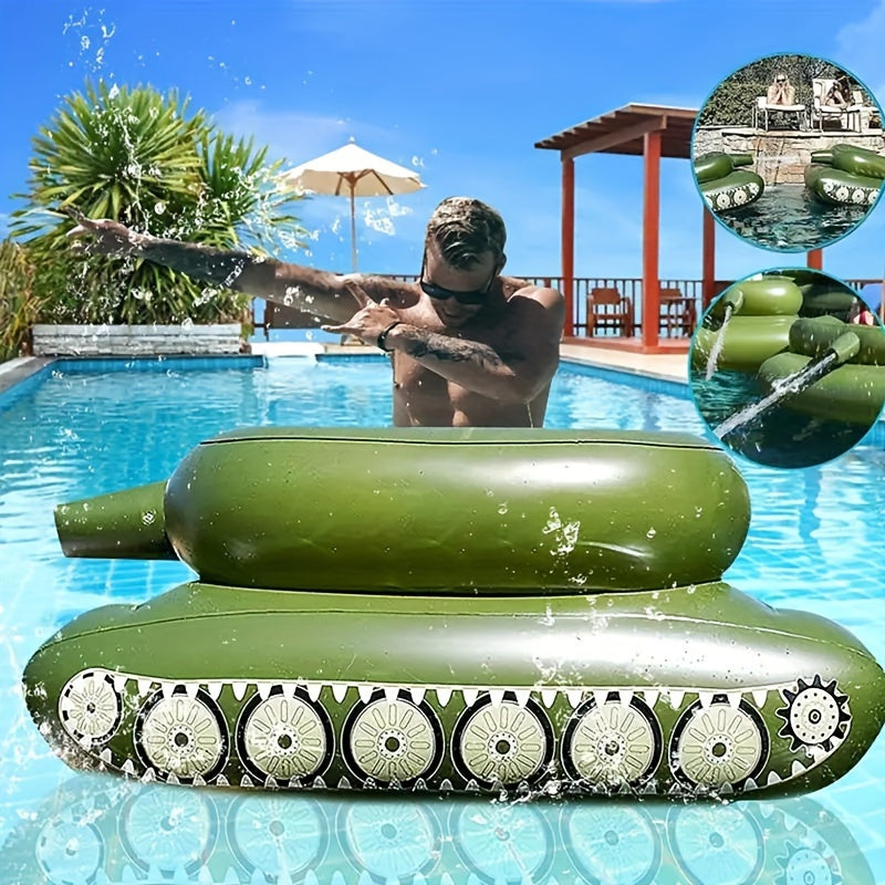 One set of casual holiday party supplies for water parties, includes spray gun, swimming pool floating bed made of durable PU and PVC materials, inflatable water tank swimming pool raft