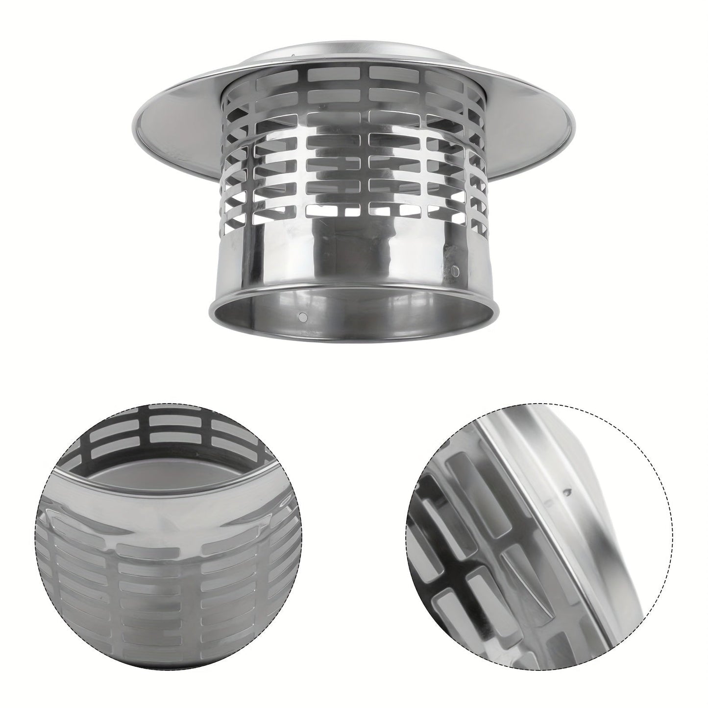 Thickened 304 Stainless Steel Wind Cap for Breathable Exterior Wall Ventilation. Rainproof Louver design for Fresh Air Ventilation and Exhaust. Stainless Steel Chimney Cap for Roof Pipe Exhaust Hood.