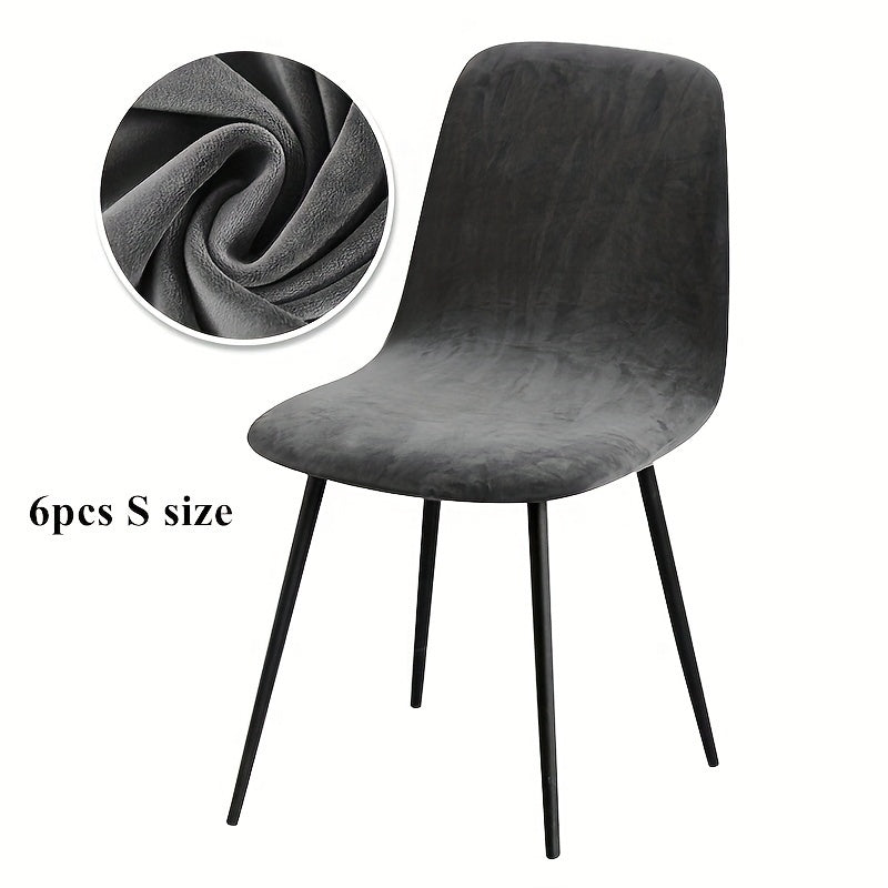 Arc-shaped short back chair slipcover made of velvet fabric, suitable for bar chairs in dining rooms and home offices.