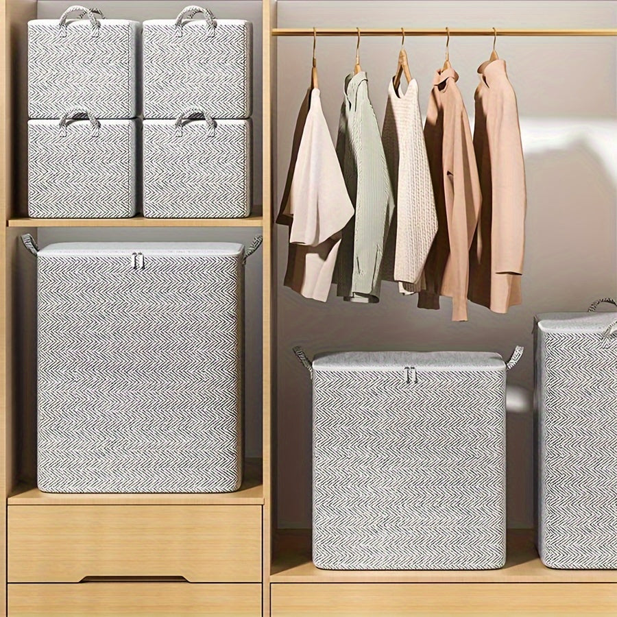 Large storage box with handles by HAOYIZHUO - Perfect for clothes, blankets, and more! Made of stylish mixed colors non-woven fabric.