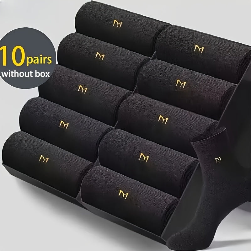 10 pairs of men's breathable mesh dress socks, soft, comfortable, and odor-resistant for all seasons, fits US sizes 9-11.