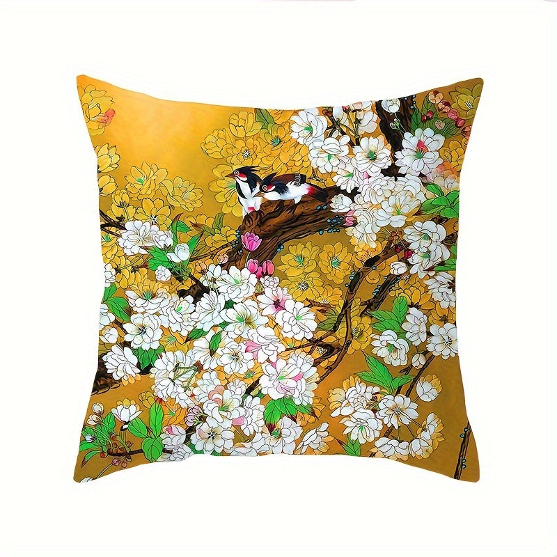 Add a touch of country-rustic charm to your bedroom decor with these floral and bird print throw pillow covers. Made from machine washable and stain resistant polyester, these cushion cases feature a convenient zipper closure for easy removal. Each cover