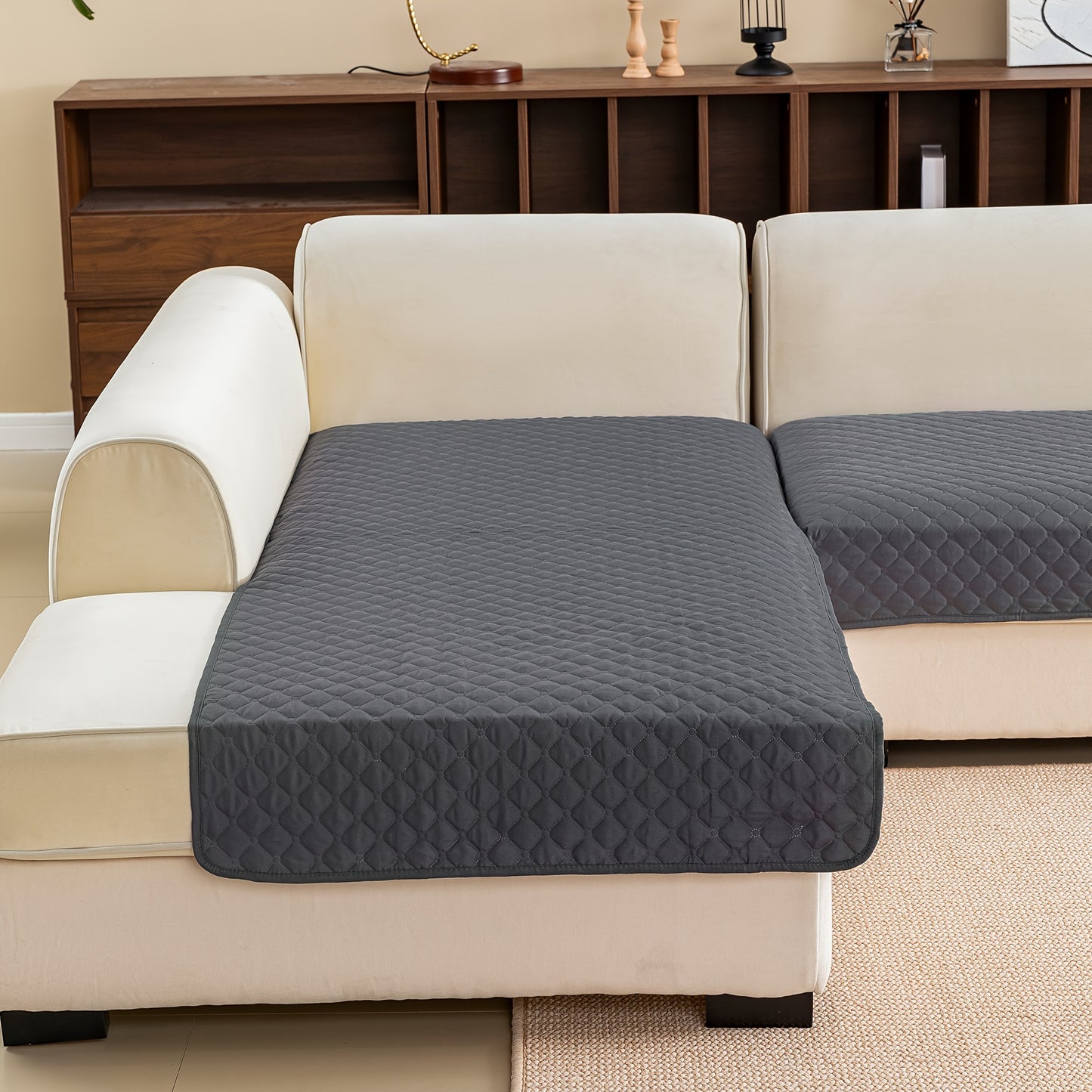 2 durable L-shaped sofa protectors for both left and right sofas, machine washable.