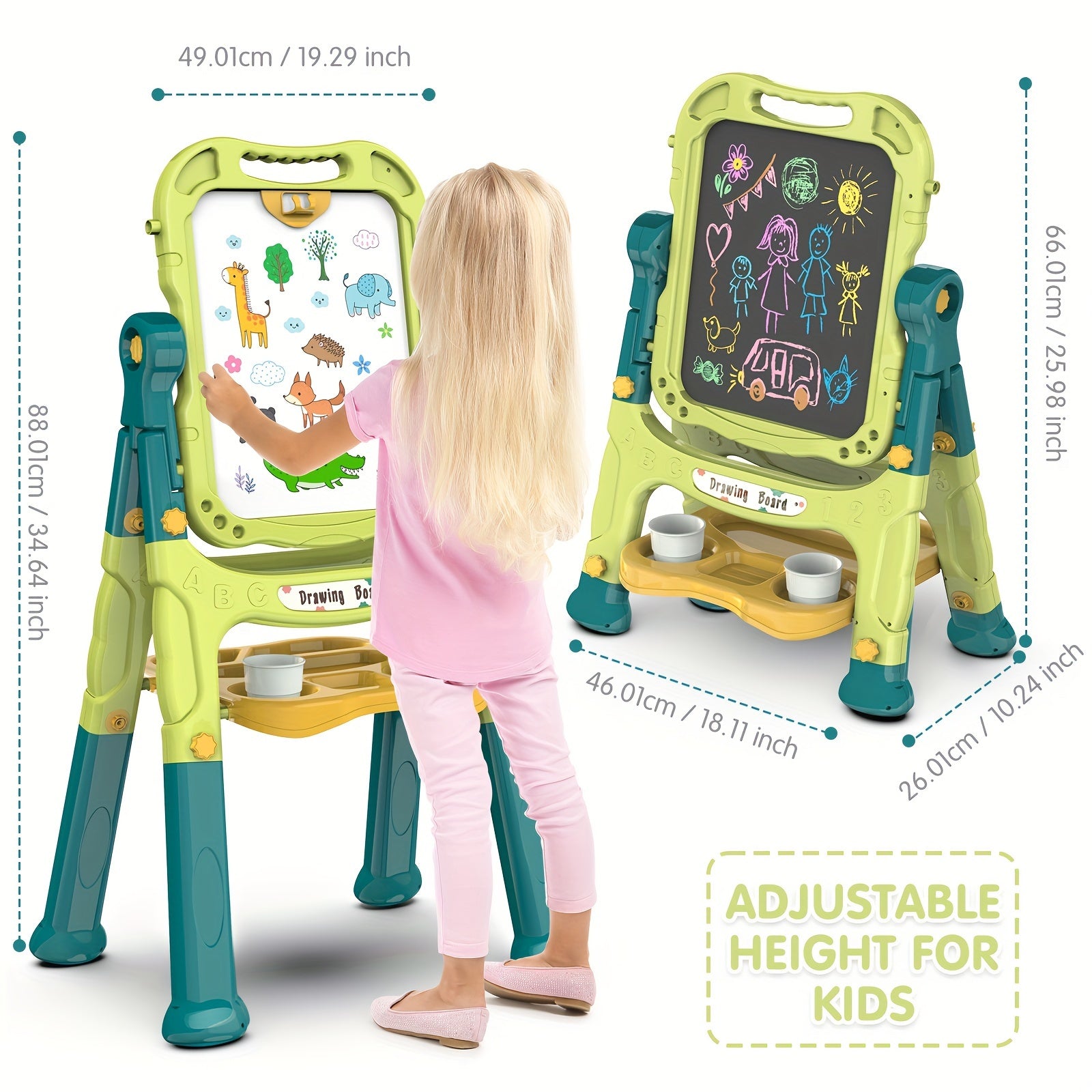 1pc BATTOP Adjustable Kids Art Easel with Magnetic Drawing Board, Accessories, and Durable PP Material, Ideal for Boys And Girls.