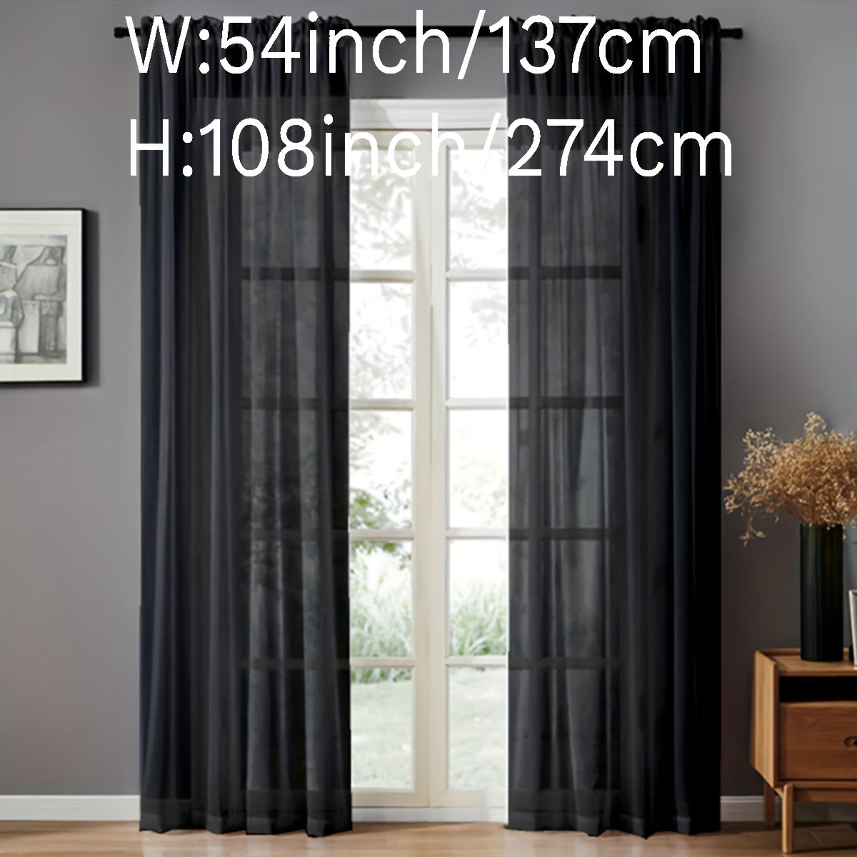 Pair of Sheer Voile Curtains with Rod Pocket for Kitchen, Bedroom, and Living Room Home Decor